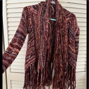 Free people fringed open cardigan